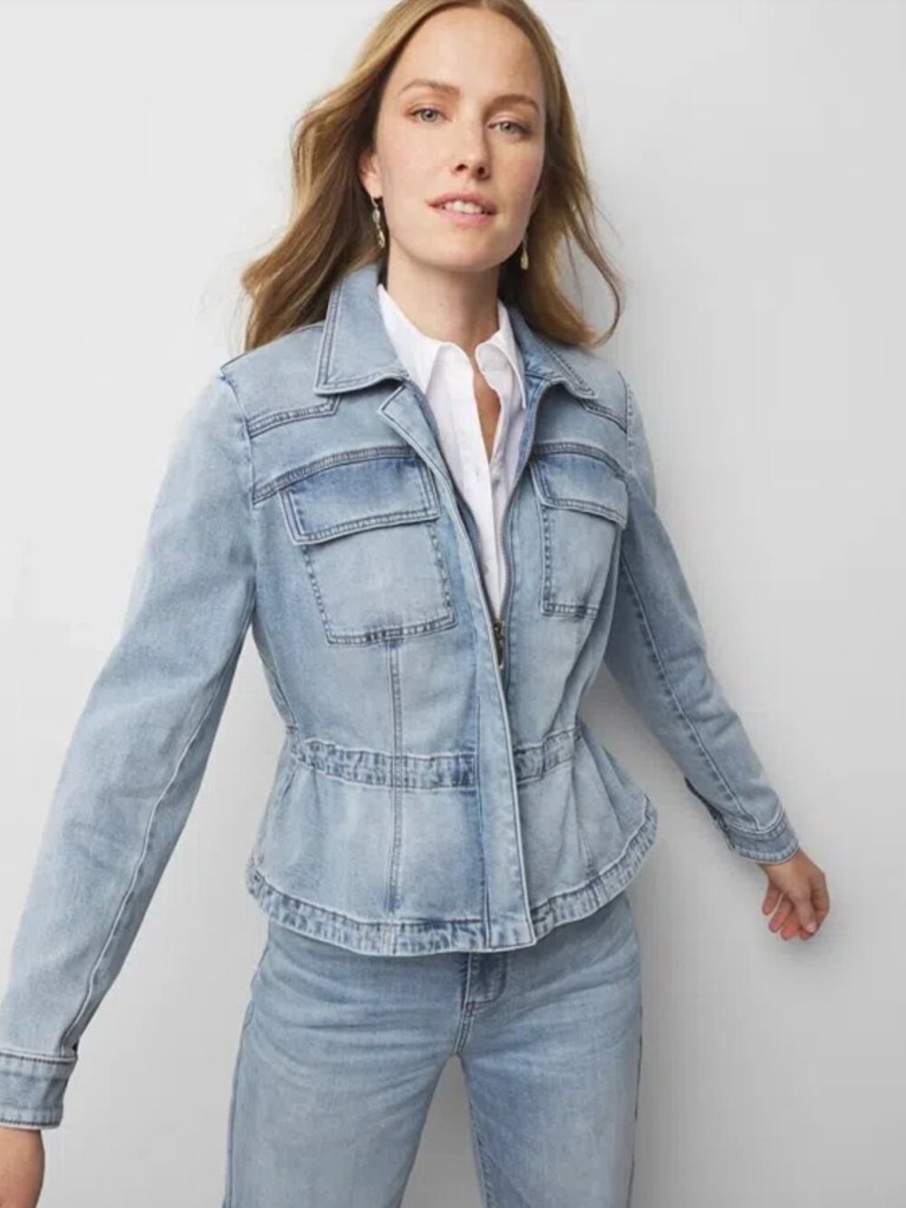 NWT White House Black Market Cinched-Waist Denim Jacket